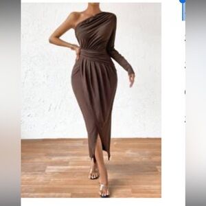 SHEIN Essnce One Shoulder Wrap Hem Dress small